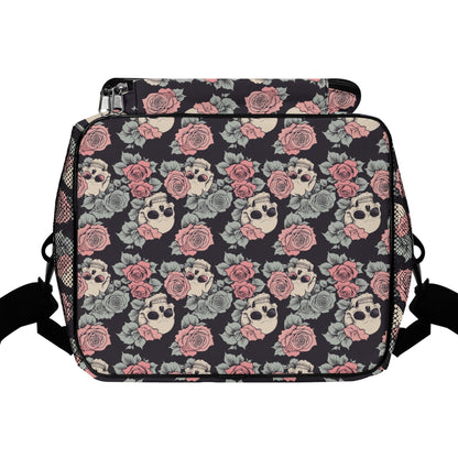 Skull and Pink Rose Insulated Leakproof Cooler Bag Lunch Box DeRose Seasonal