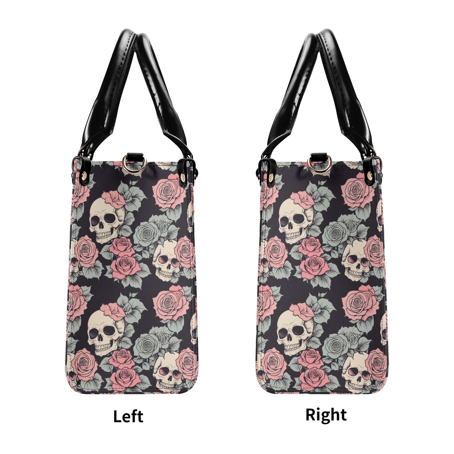 Skull and Pink Rose Luxury Women Leather Handbag DeRose Seasonal