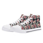 Skull and Pink Rose Mens High Top Canvas Shoes DeRose Seasonal