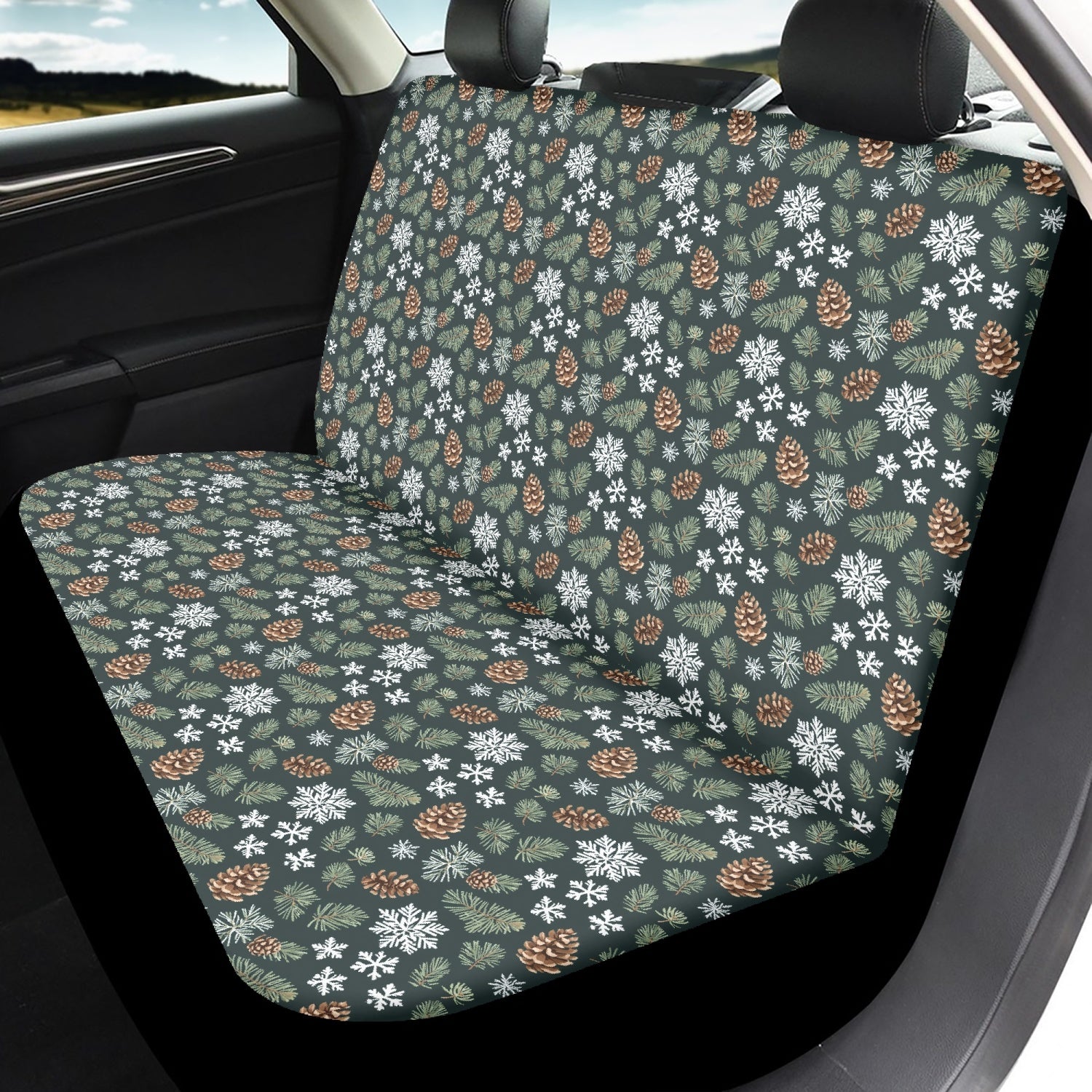 Snowflake Pine Microfiber Car Seat Covers - 3Pcs DeRose Seasonal