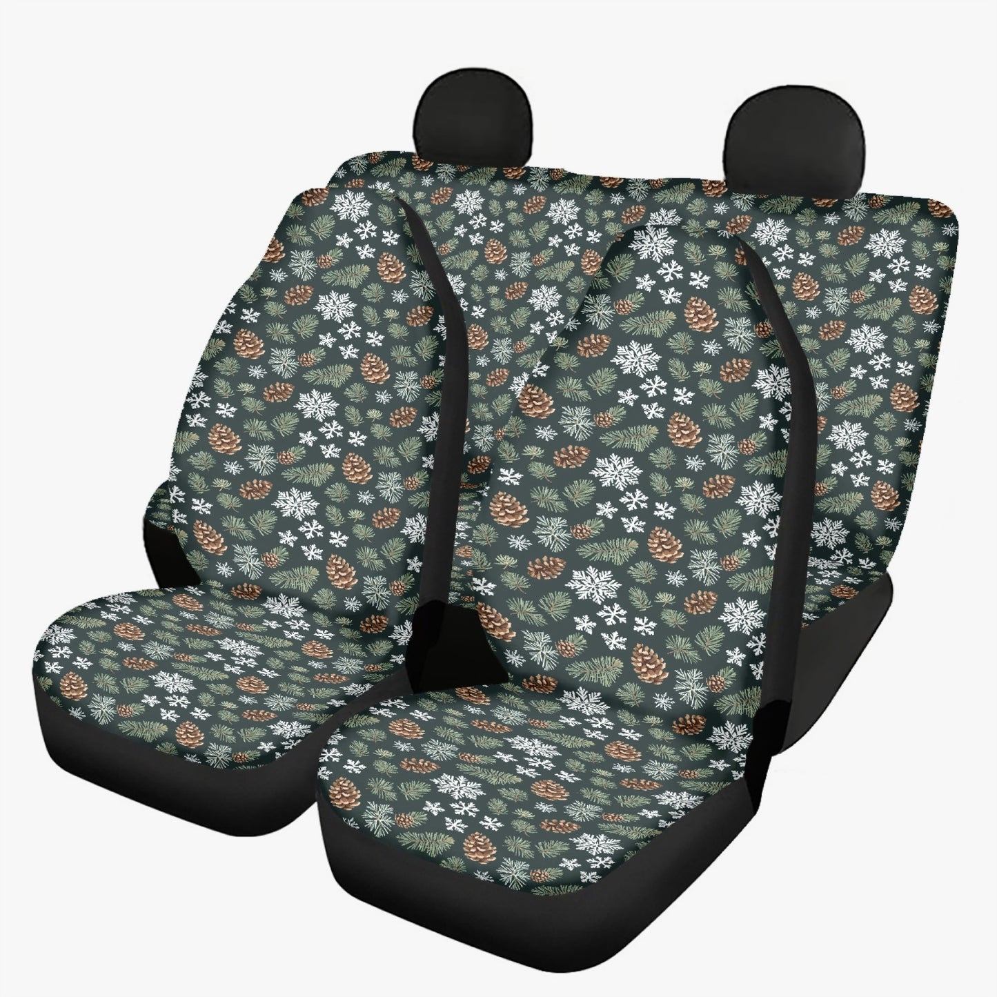 Snowflake Pine Microfiber Car Seat Covers - 3Pcs DeRose Seasonal