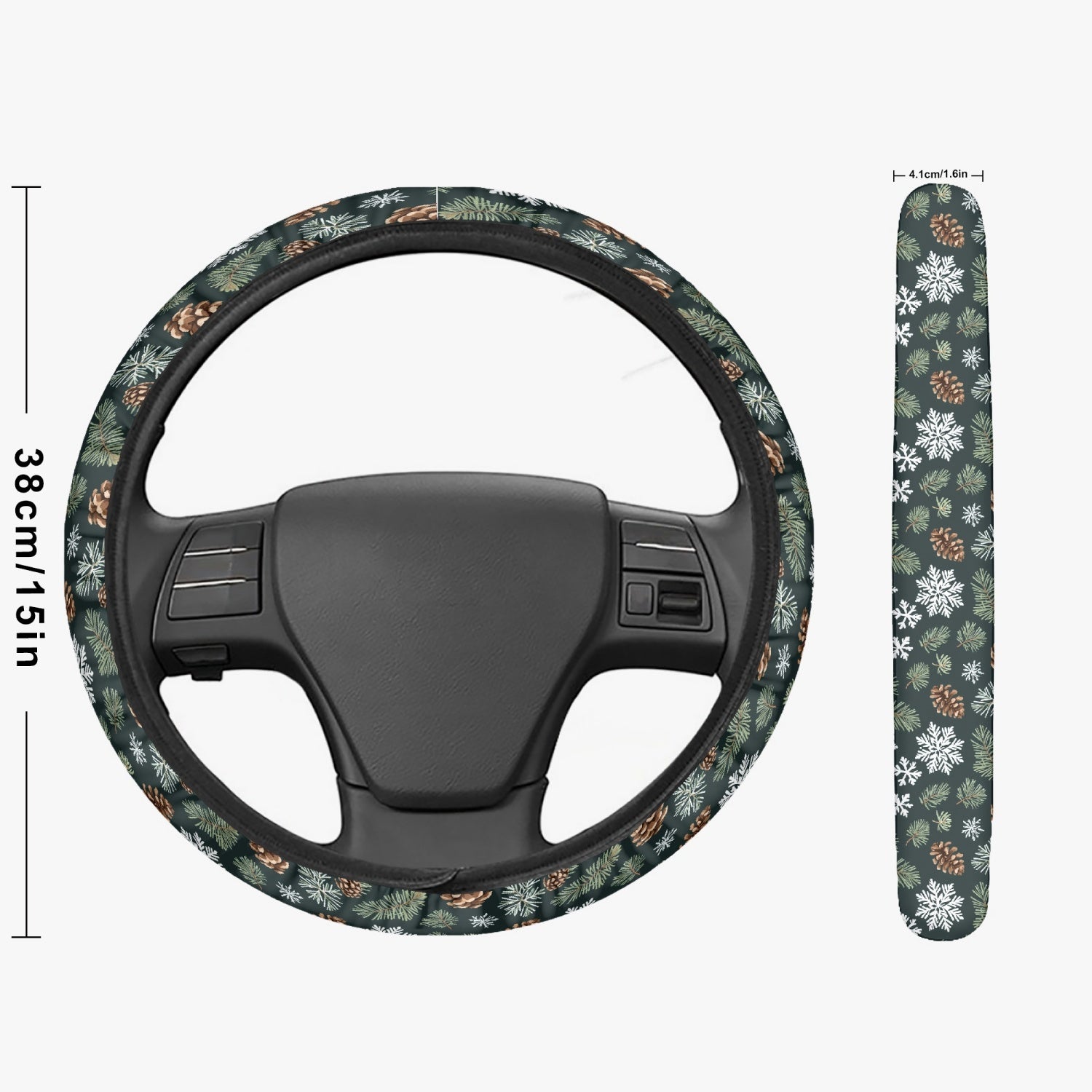 Snowflake Pine Steering Wheel Cover DeRose Seasonal