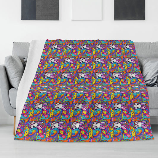 Trippy Bunny Flannel Breathable Blanket 4 Sizes DeRose Seasonal