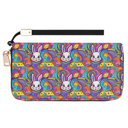 Trippy Bunny Leather Zipper Wristlet Wallet DeRose Seasonal