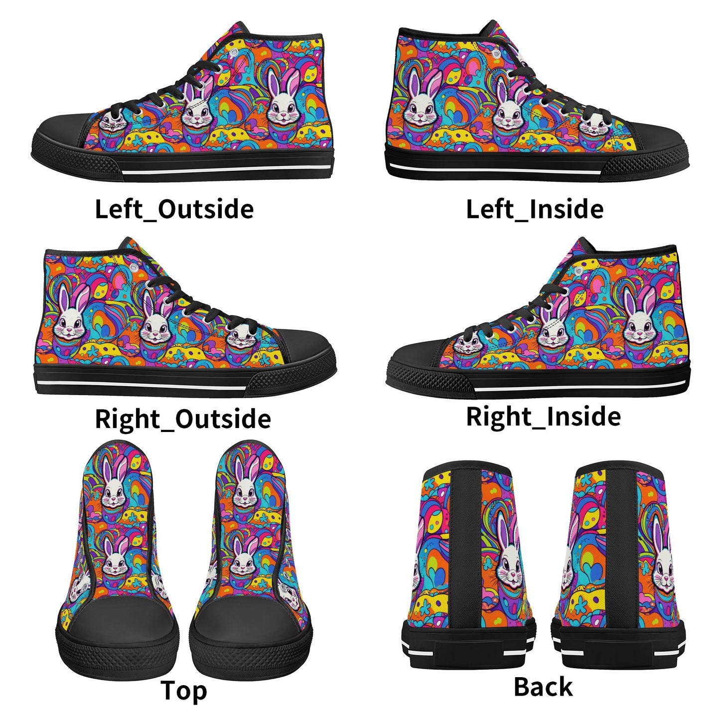 Trippy Bunny Womens High Top Canvas Shoes DeRose Seasonal