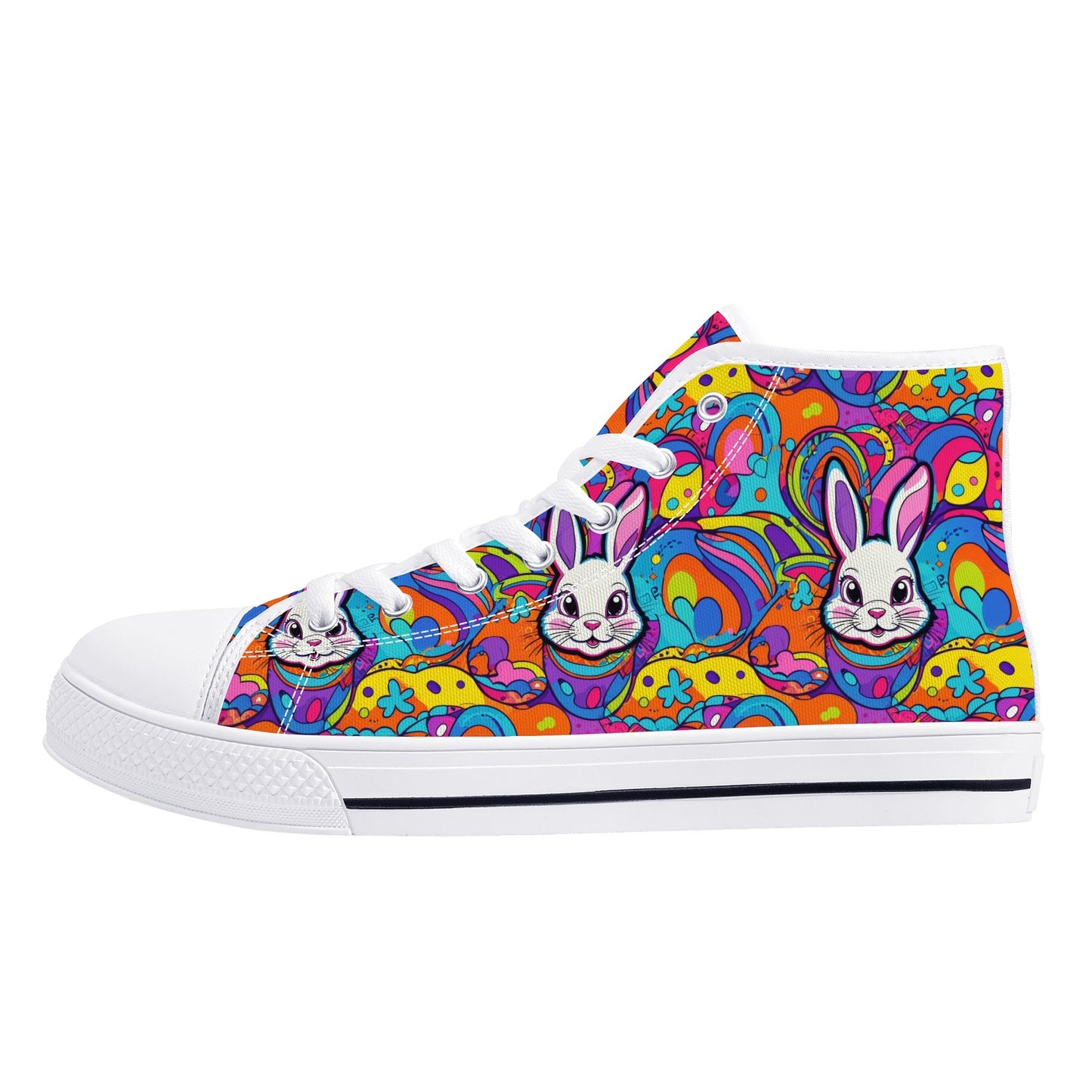 Trippy Bunny Womens High Top Canvas Shoes DeRose Seasonal