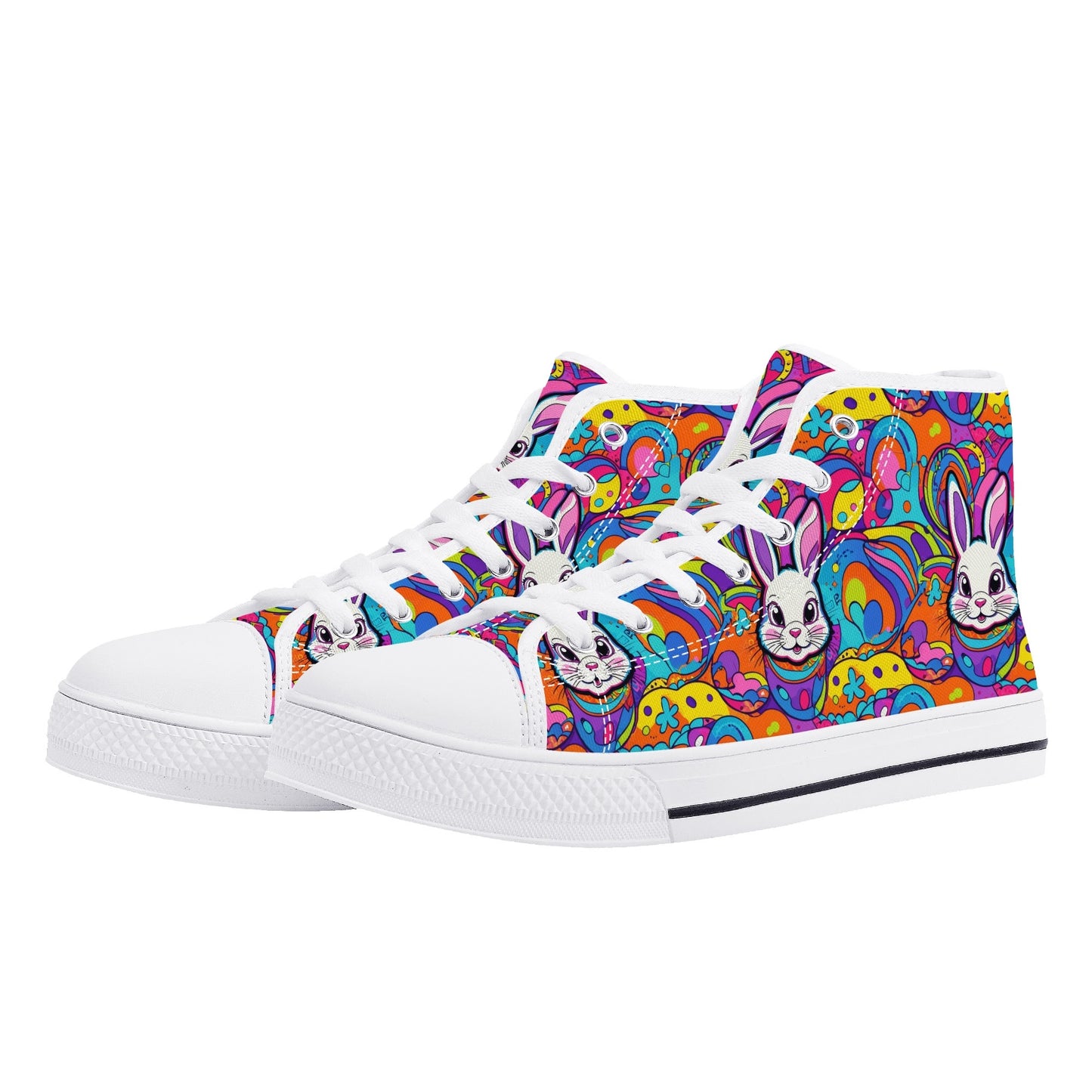 Trippy Bunny Womens High Top Canvas Shoes DeRose Seasonal