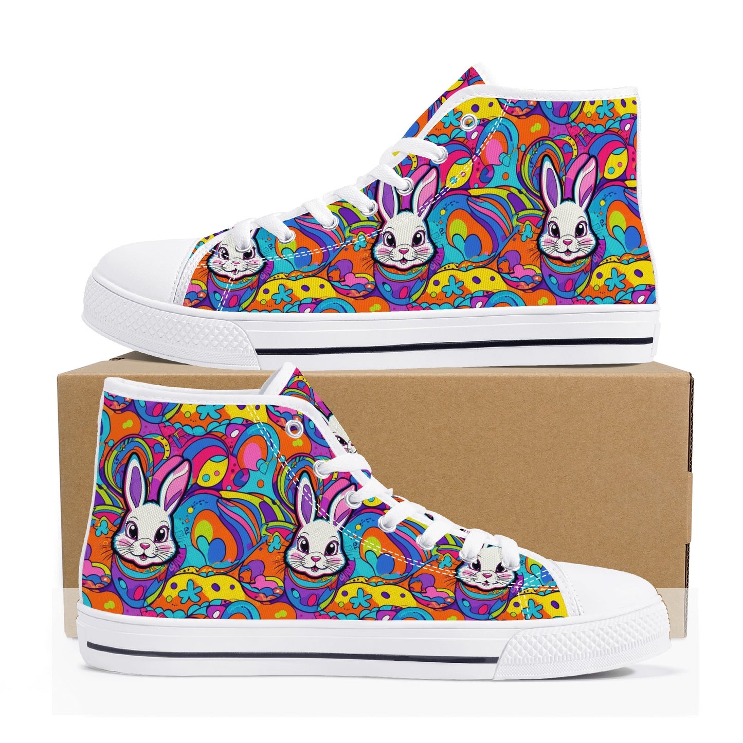 Trippy Bunny Womens High Top Canvas Shoes DeRose Seasonal