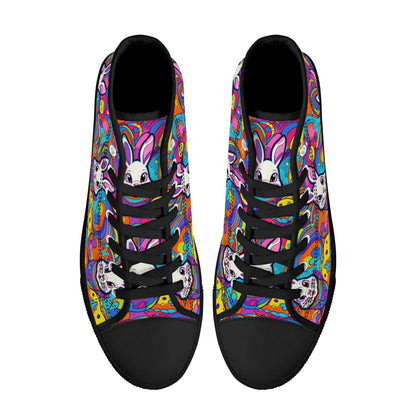 Trippy Bunny Womens High Top Canvas Shoes DeRose Seasonal