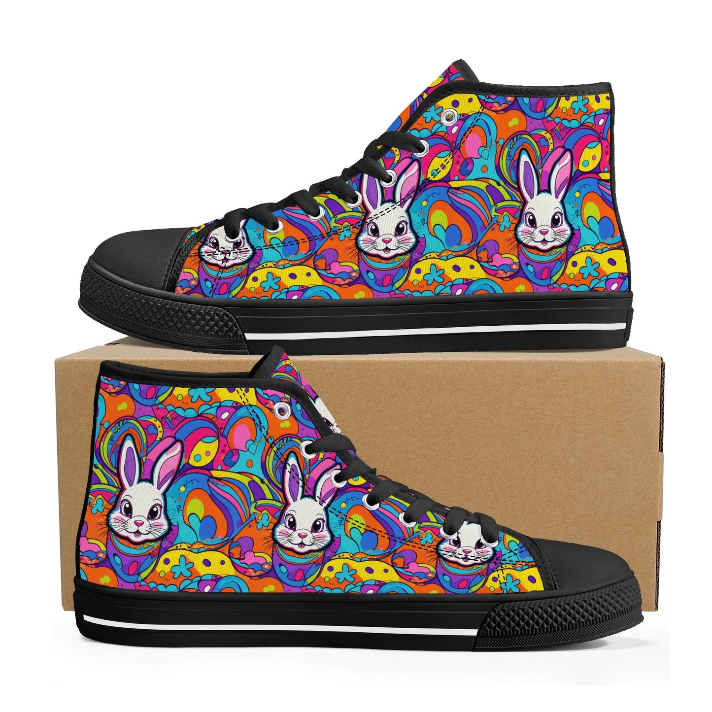 Trippy Bunny Womens High Top Canvas Shoes DeRose Seasonal