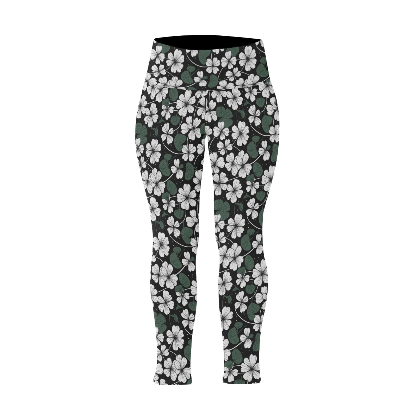 White Clover Women's Plus Size High Waited Leggings Women's High Waist Leggings(Plus Size)(ModelL45) DeRose Seasonal