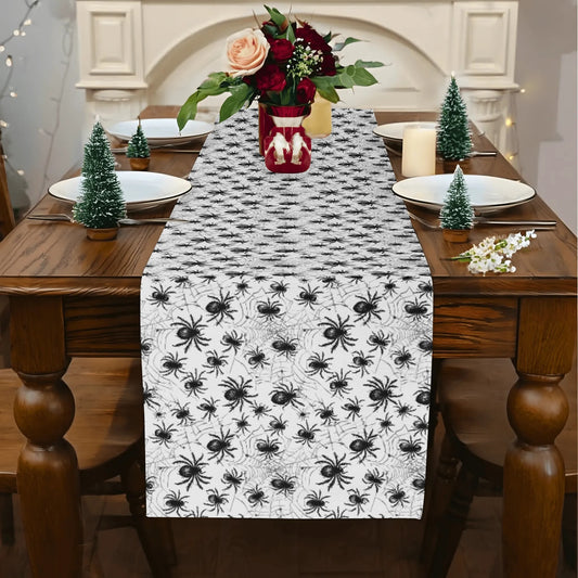 White and Black Spiders Polyester Table Runner DeRose Seasonal