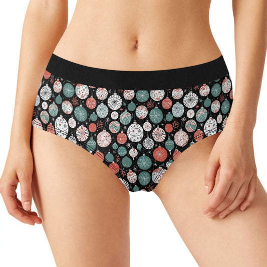 Womens Mid Waisted Christmas Ornament Briefs DeRose Seasonal