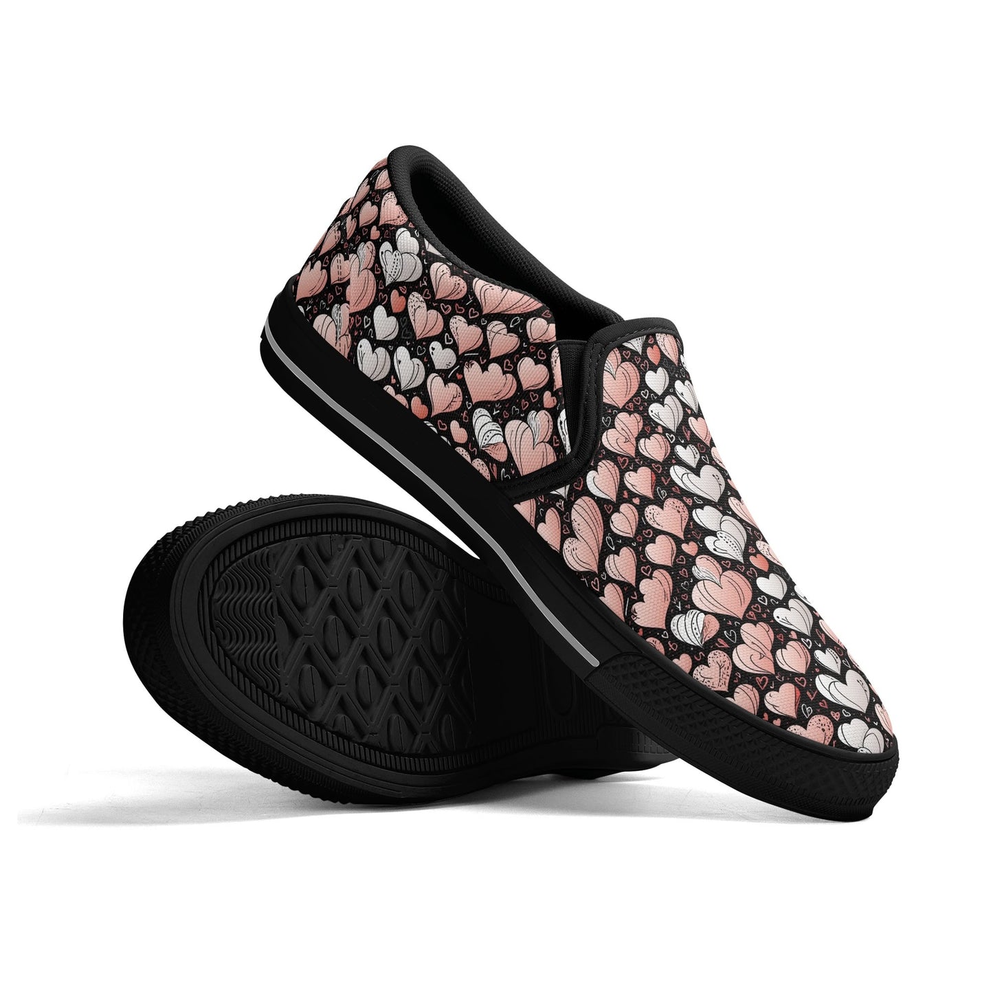 Womens Pink Hearts Rubber Slip On Shoes DeRose Seasonal