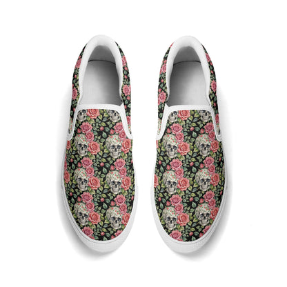 Womens Pink Skull Rubber Slip On Shoes DeRose Seasonal