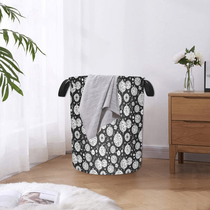 black and White Ornament Polyester Laundry and Blanket Basket DeRose Seasonal